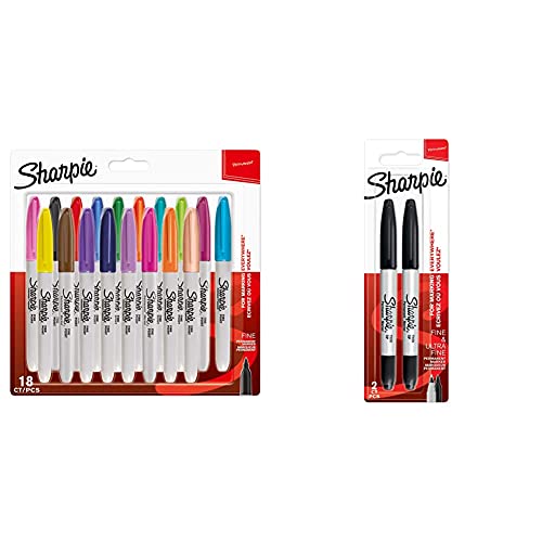 Marcador Permanente SHARPIE Neon (Multicor - 18 Unidades) SHARPIE - Instrumentos de escrita e desenho - multicor, 18 unidades, ponta fina, tinta permanente