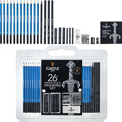 Conjunto de 26 Unidades para Desenho e Esboço CASTLE ART SUPPLIES Castle Art Supplies - Instrumentos de escrita e desenho - conjunto, 26 unidades, desenho, esboço