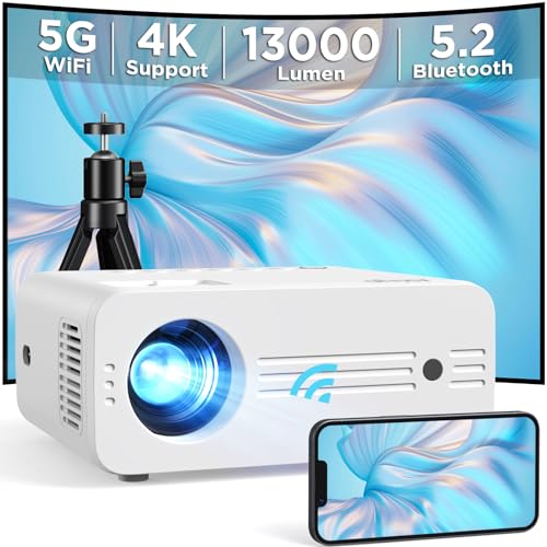 Projetor Portátil 5G WiFi Bluetooth com Tripé 13000 Lumens 4K Compatível com Full HD 1080P AKIYO O7 AKIYO - Projetores multimídia - portátil, wifi, bluetooth, tripé, 13000 lumens