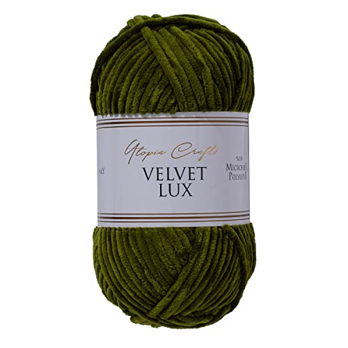 Fio para Tecido e Tricô UTOPIA CRAFTS Velvetlux Olive Dark Utopia Crafts - Fibras para artesanato - algodão, verde escuro, 50 metros