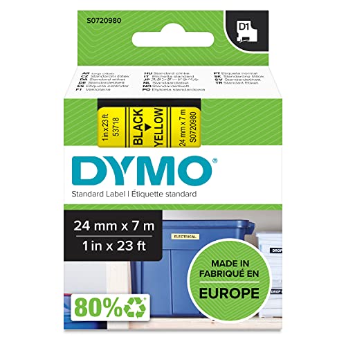 Fita para Etiquetadora DYMO D1 Standard 24mm x 7m DYMO - Fitas de etiquetas e recargas - 24mm, 7m, preto sobre branco, dymo