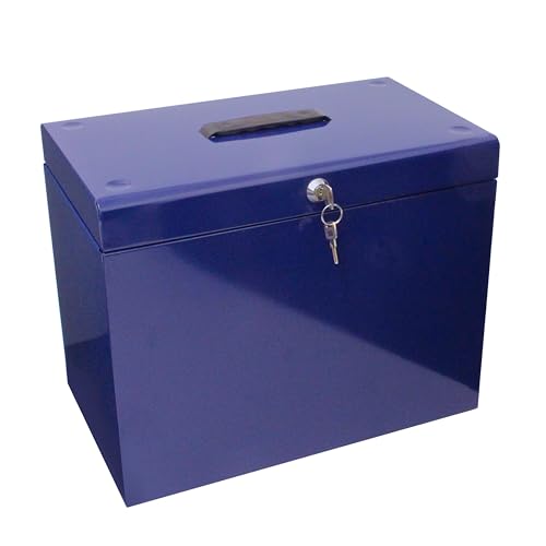 Caixa de Arrumação METAL ERIK (Azul - 21.5x1x29.7cm) Cathedral - Arquivamento e organização - metal resistente, azul, 21.5x1x29.7cm, puxador