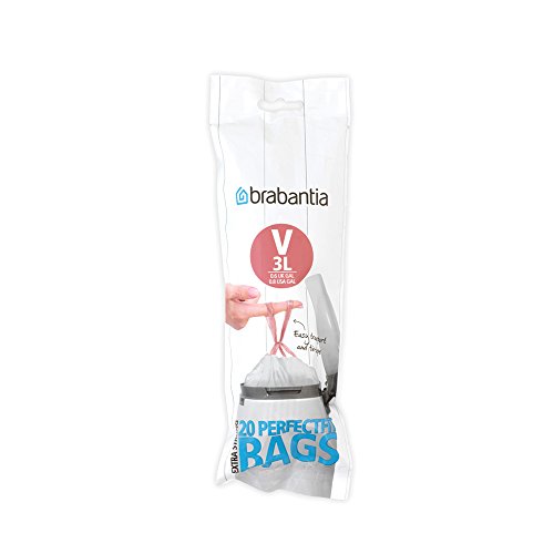 Sacos de Lixo BRABANTIA Code V (Branco - Polietileno - 23.5x29cm) Brabantia - Sacolas de lixo - polietileno, 3 litros, 23.5x29cm, reciclável