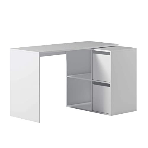 Secretaria ADAPTA (Branco - MDF - 74x120x50cm) Habitdesign - Mesas - reversível, módulo de arrumação, 74x120x50cm