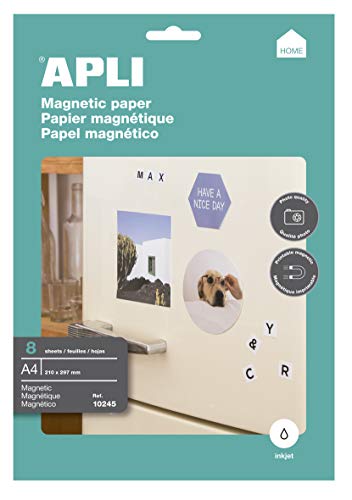 Apli 010245 papel magnético A4 (Classificação e Arquivo) APLI - Papel de impressora e copiadora - papel magnético, a4, 650g/m², 8 peças