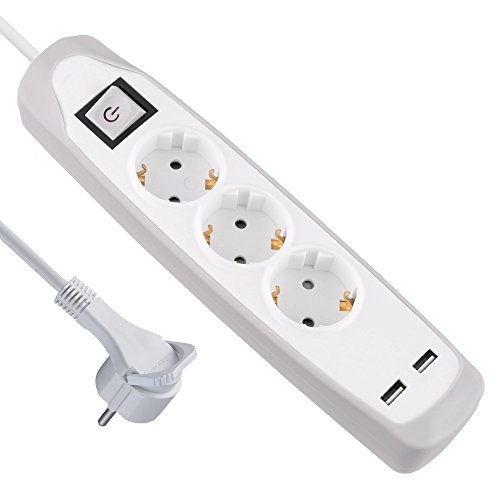 Extensão Elétrica ELECTRALINE 62153 (2 Tomadas) Electraline - Fios de extensão - 3 tomadas, 2 usb, proteção anti-arranhões, interruptor de segurança