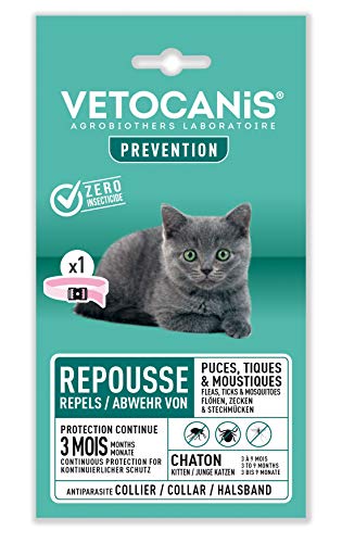 Coleira para Gatos VETOCANIS Anti-Pecas (Tamanho: S) Vetocanis - Controle de pulgas e carrapatos para animais de estimação - repelente, naturais, anti-estrangulamento