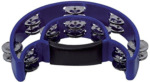 Tambor de Mão Redondo Média Lua com 20 Sonajos Azul BSX - Percussão manual - redondo, 20 sonajos, pvc, média lua