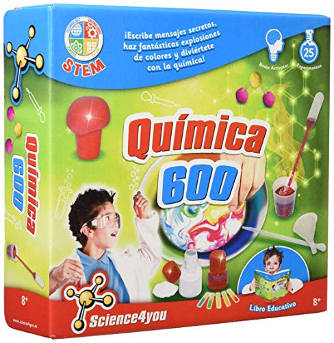 Kit Experimental SCIENCE4YOU Química 600 (Idade Mínima Recomendada: 6 anos) Science4you - Brinquedos - química, 6 anos, experimentos, reagentes
