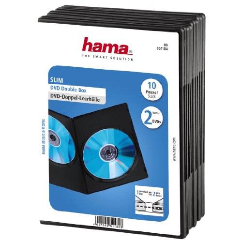 Caixa para Discos Óticos HAMA Slim Box Double Hama - Estojos e organizadores de cd/dvd - 2 CD, preto, plástico, slim box