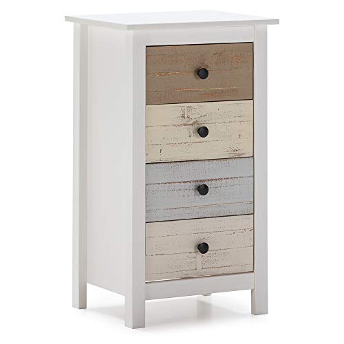 Móvel de Arrumação VS VENTASTOCK Sinfonier (Branco - Melamina - 80x40x85 cm) Somos Venta Online - Armários de armazenamento e armários de bloqueio - madeira, 4 gavetas, puxador metálico, montagem fácil