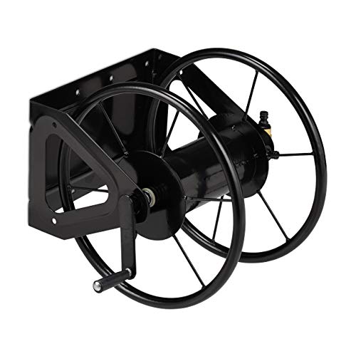 Enrolador de Parede Relaxdays | Preto (Ferramentas de Jardim) Relaxdays - Armazenamento de mangueira de jardim - plástico, preto, 7,6 kg