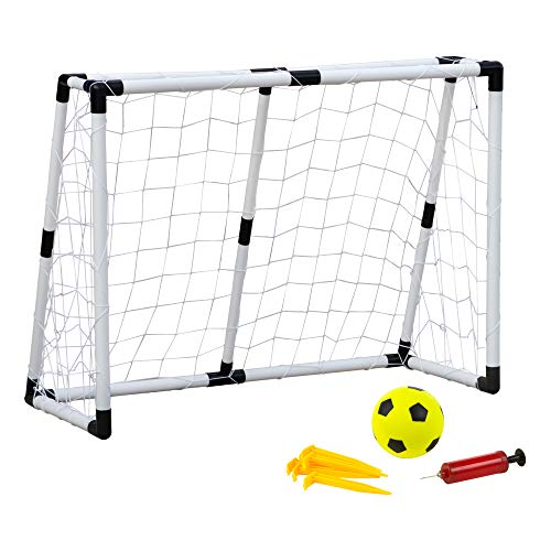 Conjunto de Futebol Infantil com Balão Colorbaby CBGames - Equipamento atlético de uso geral - balão hinchável, porta de futebol, 8 pinos amarelos, recomendado para crianças maiores