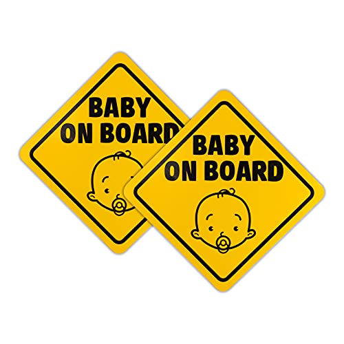 Baby On Board Sign 2 Pack Car Seat Decals MoonSing - Sinais de trânsito - magnético, amarelo reflector, removível, resistente
