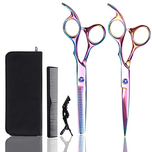 Lictin 4 em 1 Kit 6'' Tesoura de Cabelo Profissional Cortador de Cabelo de Aço Inoxidável com Penteado Cor Lictin - Tesouras de cabelo - tesoura cabelo, cortador aço inoxidável, penteado cor
