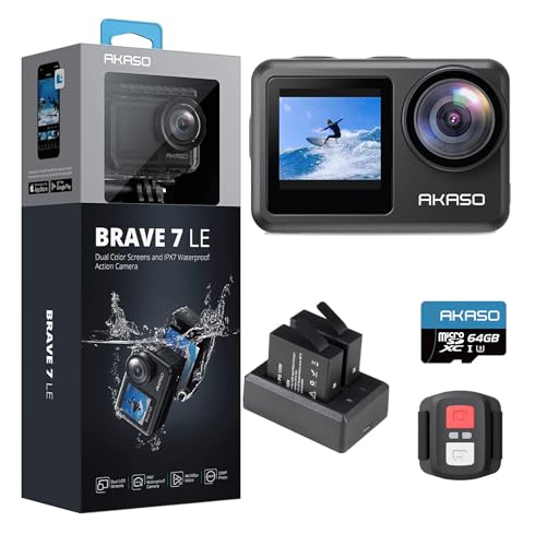 Action Cam AKASO Brave 7 LE (4K - 20 MP - Wi-Fi) AKASO - Câmaras de vídeo - action cam, akaso brave 7 le, resistente à água, ipx7, compatível sony go pro