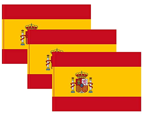 Bandeira Espanha 3 Unidades (150 x 90 cm) Poliéster Durabol - Bandeiras e cataventos - poliéster, 150x90 cm, multicolor