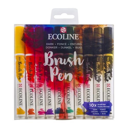 Lápis de Cor ECOLINE Brush Pen Set of 10 (Multicor) Royal Talens - Marcadores - multicor, brush pen, set of 10