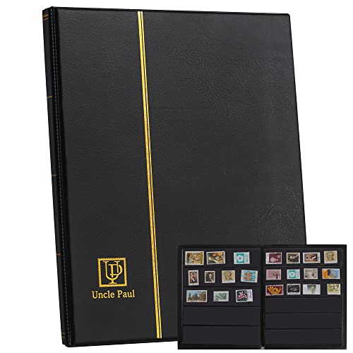 Álbum de Sellos Postais CLOVER 120 Bolsos (Preto - Poliuretano) Uncle Paul - Papel de impressora e copiadora - 5 bolsos, poliuretano, filatelistas, preto