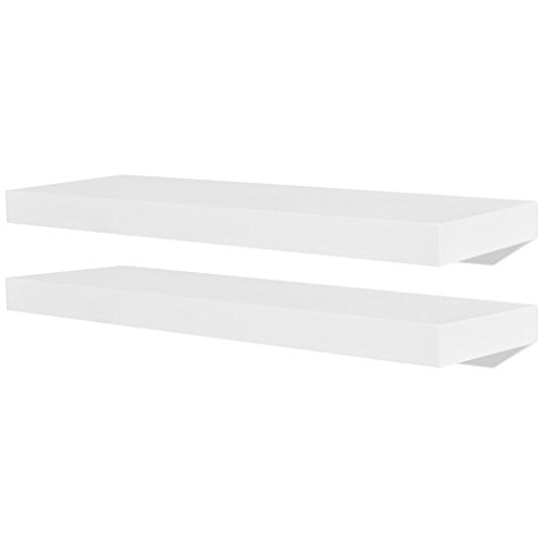 Conjunto de 2 Estantes VIDAXL Suspensas de Parede para Livros MDF 60 x 4 cm Branco vidaXL - Prateleiras industriais - suspensas, parede, livros, MDF, branco