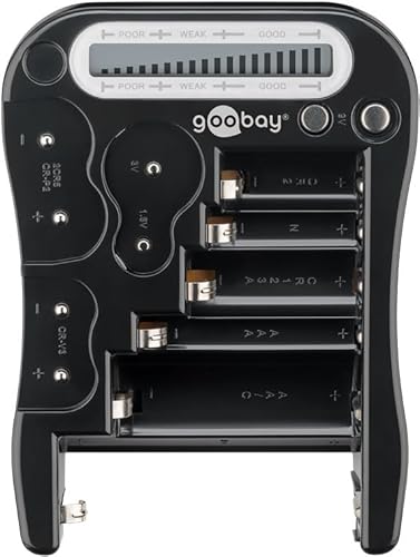 Aparato para Probar Pilas GOOBAY 64889 (Negro) Wentronic - Baterias - identificar estado energético, variedade tipos pilhas, tampa amovível