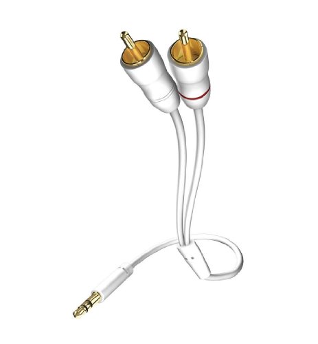 Cabo de Áudio INAKUSTIK (Jack 3.5mm - RCA - 1.5 m - Branco) Inakustik - Cabos de áudio e vídeo - 1.5 m, 3.5mm, 2 x RCA, dourado