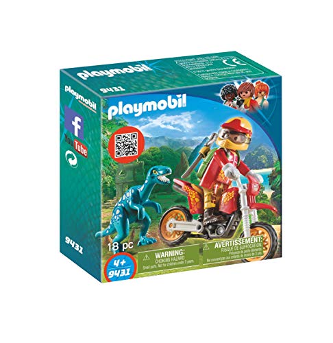 Playmobil The Explorers 9431 moto com velociraptor (Jogos de Faz de Conta) PLAYMOBIL - Conjuntos de brinquedos - playmobil, exploradores, moto, velociraptor, dinossauros