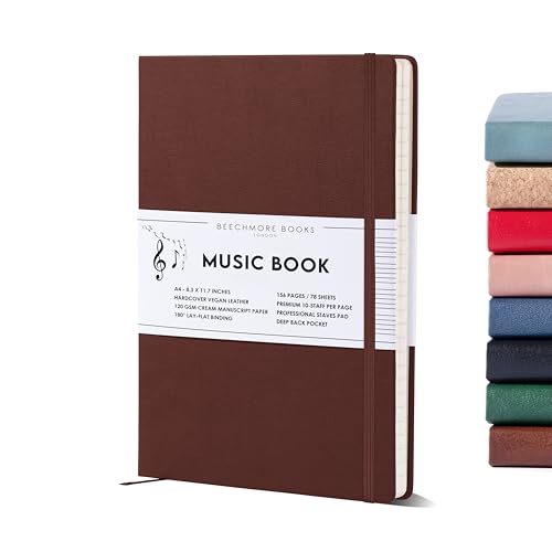 Caderno de música A4 (castanho) BEECHMORE BOOKS Beechmore Books - Cadernos e bloco de notas - a4, castanho