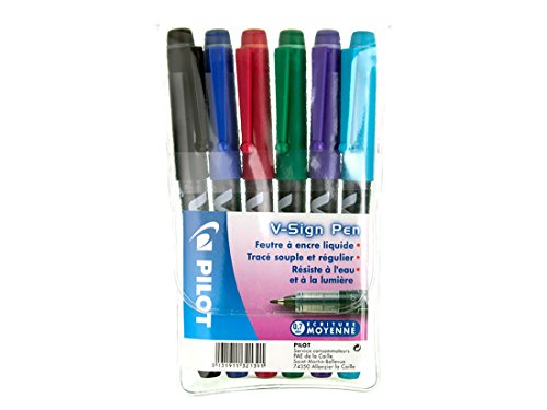 Caneta de Tinta Permanente PILOT Boligrafo Feltro Medio (Multicor) Pilot - Canetas - ponta 1.2mm, tinta permanente, caneta feltro, multicor