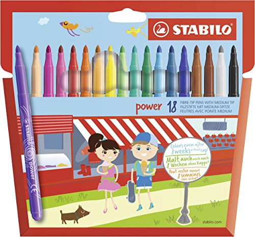Caixa de 18 Marcadores STABILO Power Pack Stabilo - Marcadores e marcadores de texto - 18 marcadores, stabilo power pack, laváveis, sem secar