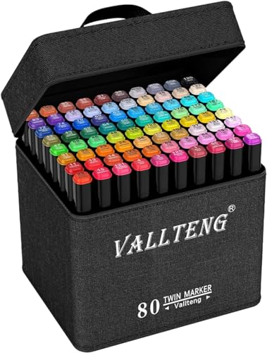 Marcadores VALLTENG 80 Cores (Multicor - 8 Unidades) Qin han - Marcadores e marcadores de texto - multicor, 80 cores, pontas duplas, ergonômico