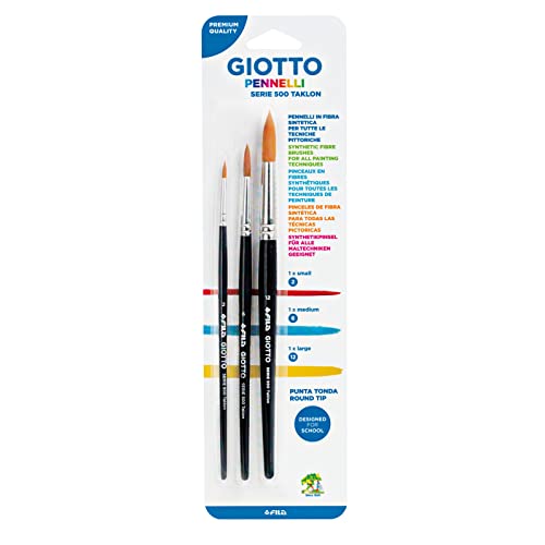 Conjunto de 3 Pincéis GIOTTO Taklon 500 (L) Fila - Ferramentas de medição e marcação de artesanato - 3 pincéis, pontas redondas, pintura, granulado