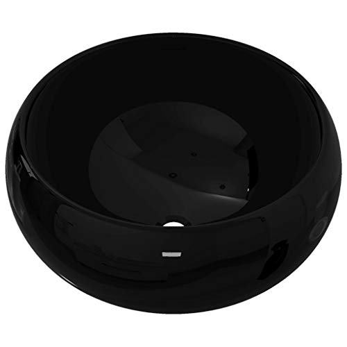 Lavatório VDX-REDONDO em cerâmica preto 40x15 cm vidaXL vidaXL - Acessórios de encanamento - cerâmica, preto, 40x15 cm