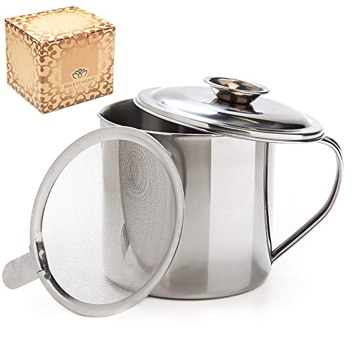Recipiente de grasa de bacon com colador de cozinha AULETT HOME Aulett Home - Escorredores e peneiras - recipiente, grasa, colador, cozinha