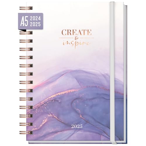 Calendário ERIK EDITORES Purple Ocean 2024-2025 A5 Häfft-Verlag - Calendários, organizadores e planejadores - semanal, anotações, objetivos, orçamento