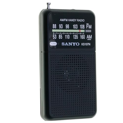 Rádio Portátil Sanyo KS-107N Preto e Branco SANYO - Acessórios de áudio - portátil, sintonizador, altavoz, bateria recarregável