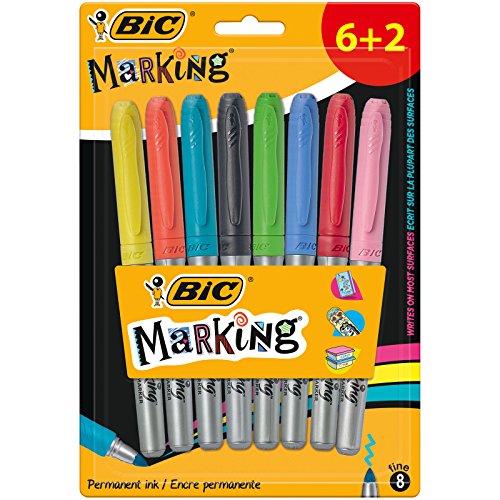 Marcador Permanente BIC Marking Color (Ponta de Fino) BIC - Marcadores e marcadores de texto - ponta de fino, tinta base alcolica, baixo odor, superfície variada
