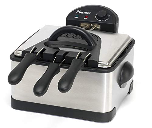 Fritadeira Elétrica Bestron Freidora Familiar | Aço Inoxidável Bestron - Fritadeiras - 45l, 190ºC, filtro de odores, indicador luminoso