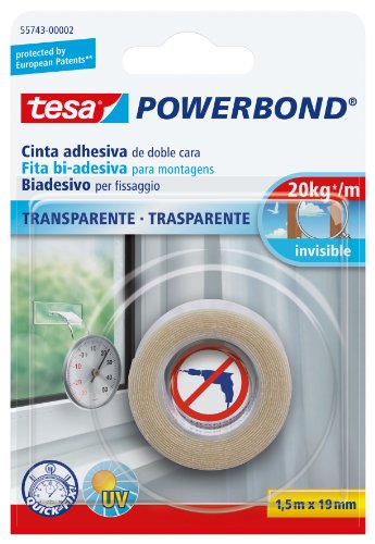 Fita Adesiva TESA PowerBond Transparente (1.5 m x 19 mm) TESA - Fitas adesivas de escritório - transparente, 19 mm, 1.5 m, extra fina