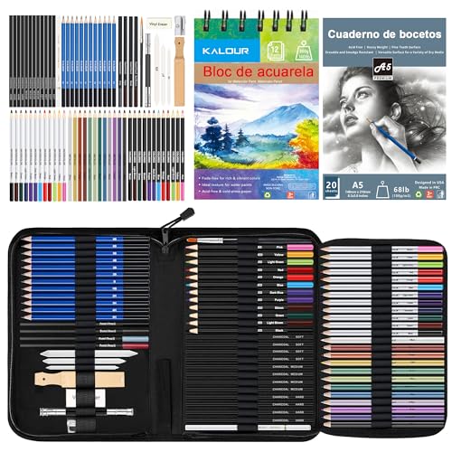 Kit de Artes KALOUR 76 Peças (Idade Mínima: 8 Anos) Love Art - Kits de desenho e pintura - kit, artes, kalour, 76 peças, idade mínima