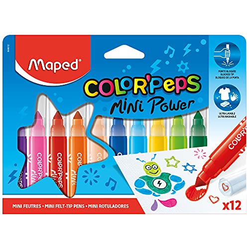 Canetas de Feltro MAPED Color's Peps Mini Power (12 Un) Maped - Marcadores - canetas, feltro, maped, colors peps mini power, 12 unidades
