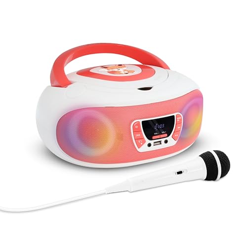 Mooov 477409 Rádio Cd Fm Branco e Rosa METRONIC - Áudio - rádio cd fm, 2 colunas som, leitor mp3/wma, cartão sd/hc, entrada auxiliar