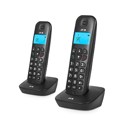 Telefone fixo sem fio SPC Air Pro Duo | Preto SPC - Telefonia - sem fio, ecrã iluminado, identificador de chamadas, silenciador do microfone