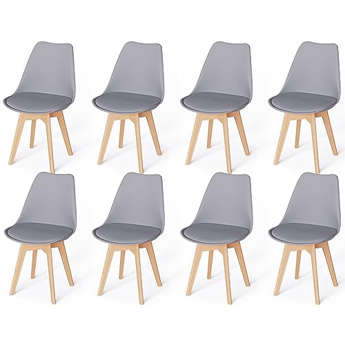Conjunto de 8 Cadeiras TULIP WAFTING (Cinzento Claro - Poliéster - 42x43x84 cm) WAFTING - Cadeiras - 8 cadeiras, tulip, wafting, cinzento claro, poliéster, 42x43x84 cm