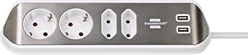 Extensão Elétrica BRENNENSTUHL 1153590420 Brennenstuhl - Filtros de linha e supressores de surtos - 4 tomadas, 2 usb, protecao contra contato, plástico expansível