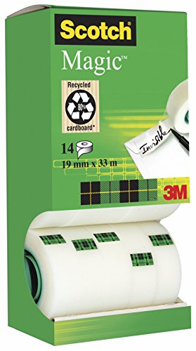 Fita Adesiva 3M Scotch Magic 810 19 Mm X 33 M Scotch - Fitas adesivas de escritório - alta qualidade, reparação, etiquetagem, praticamente invisível