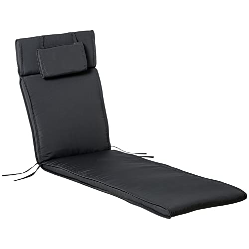 Almofada de Espreguiçadeira Outsunny | 198 x 53 x 5 cm - Cinzento Outsunny - Almofadas para cadeiras e sofás - almofada, espreguiçadeira, outsunny, cinzento