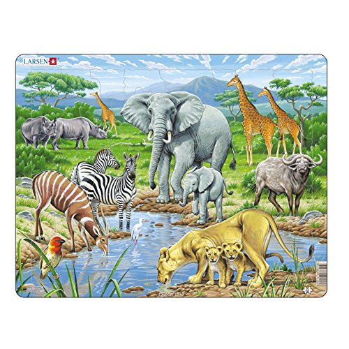 Puzzle LARSEN MAXI FAUNA LA-FH9 (Idade Mínima: 6 Anos - 65 Peças) Larsen - Quebra-cabeças de encaixar - 65 peças, madeira, crianças, 6 anos