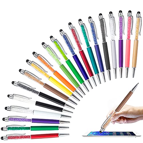 Caneta Tátil HOSTK 2 em 1 com Ecrã Retrátil de Diamante HOSTK - Canetas stylus - 2 em 1, ecrã retrátil, ponta metálica, 20 cores