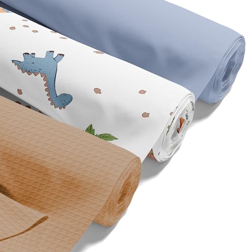 Pack 3 Tecidos Patchwork GOFRÉ Dinossauros (Algodão) Amazinggirl - Têxteis - patchwork, dinossauros, algodão